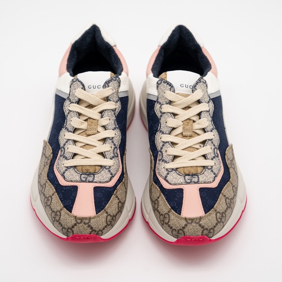 Size 36.5eu 6.5 US - Gucci GG Rhyton Beige White Pink Blue GG Canvas Leather - Picture 3 of 13